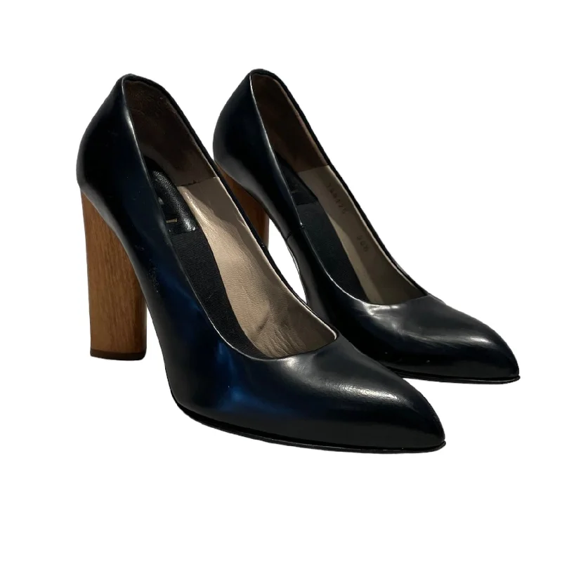 YVES SAINT LAURENT/Heels/US 7/Leather/BLK/---Comfortable Leather Pumps for Office and Everyday Wear