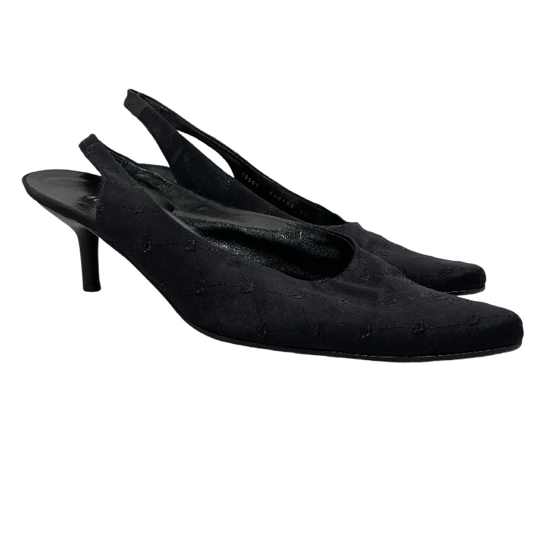 Versatile Heeled Sandals for Any Occasion---BOTTEGA VENETA/Heels/US 10.5/Cotton/BLK/