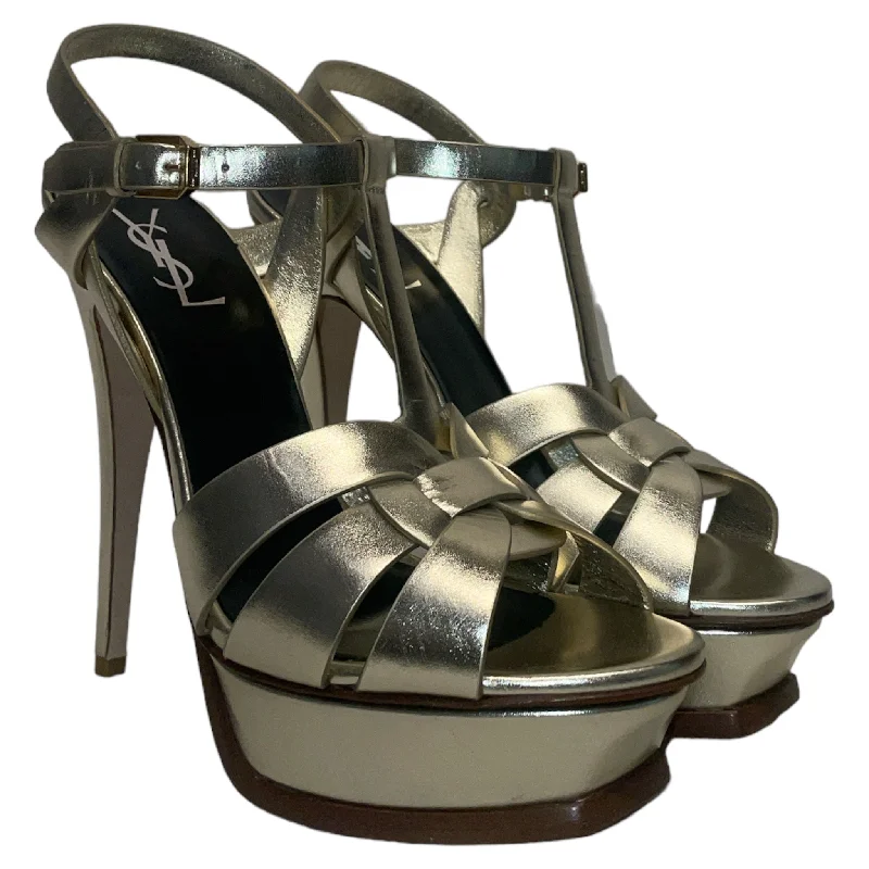 SAINT LAURENT/Heels/EU 40/Leather/GLD/Tribute Metallic---Comfortable Leather Pumps for Office and Everyday Wear