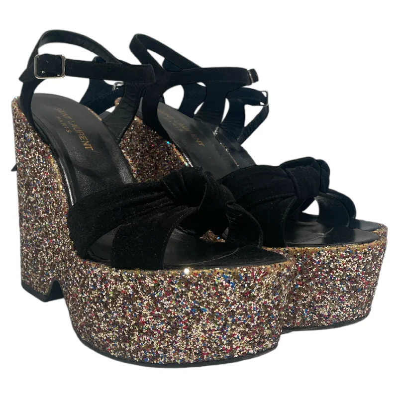 SAINT LAURENT/Heels/EU 38.5/Glitter/MLT/Candy Glitter Wedges---Trendy Glitter Heels for a Glamorous Look