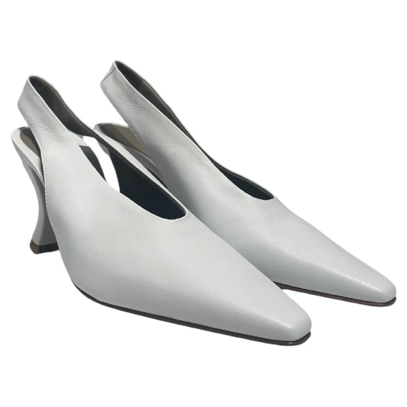 BOTTEGA VENETA/Heels/US 8/Leather/WHT/Almond leather heels---Comfortable Leather Pumps for Office and Everyday Wear