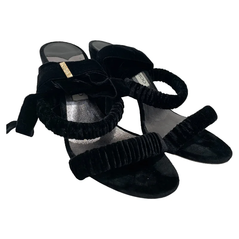 Versatile Heeled Sandals for Any Occasion---JIMMY CHOO/Heels/US 8/Polyester/BLK/Marcella 95