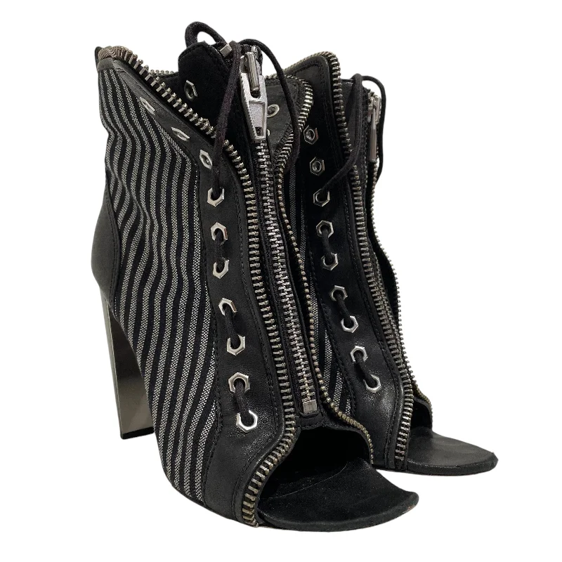 Versatile Heeled Sandals for Any Occasion---Alexander Wang/Heels/US 7.5/Stripe/Cotton/BLK/