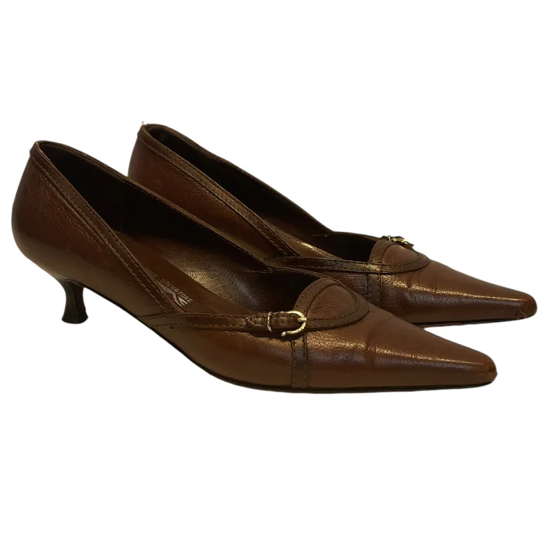 Salvatore Ferragamo/Heels/US 5/Leather/BRW/KITTEN HEEL---Fashionable Kitten Heels for Date Night