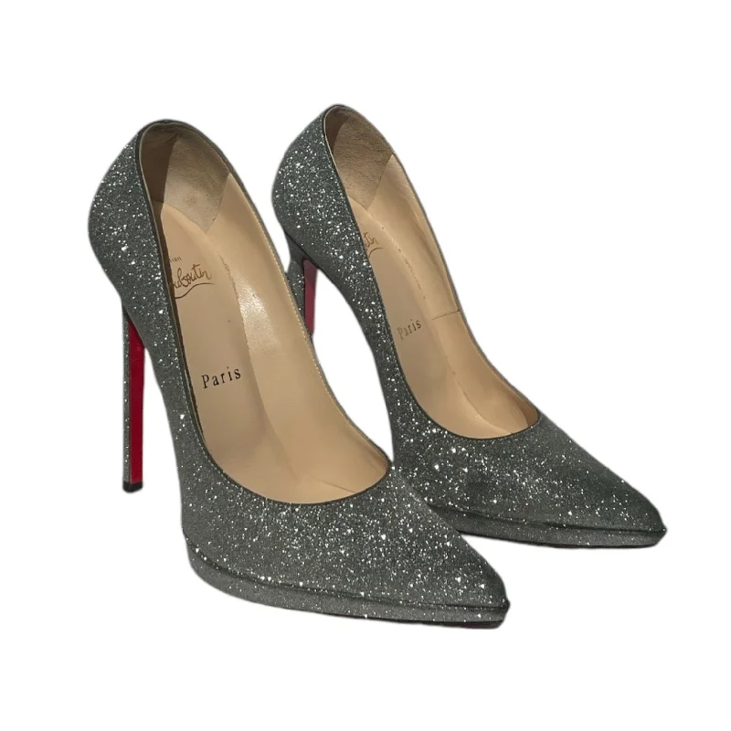 Christian Louboutin/Heels/EU 38.5/Glitter/Leather/SLV/V-Tip/---Trendy Glitter Heels for a Glamorous Look