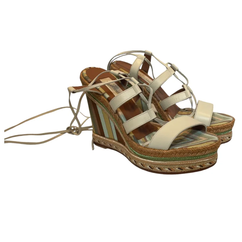 Versatile Heeled Sandals for Any Occasion---VALENTINO/Heels/Stripe/MLT/GREEN YELLOW BLUE BROWN WEDGE