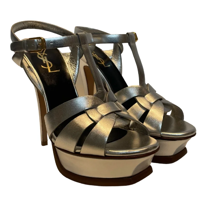 YVES SAINT LAURENT/Heels/US 6.5/Leather/SLV/SILVER HEELS---Comfortable Leather Pumps for Office and Everyday Wear