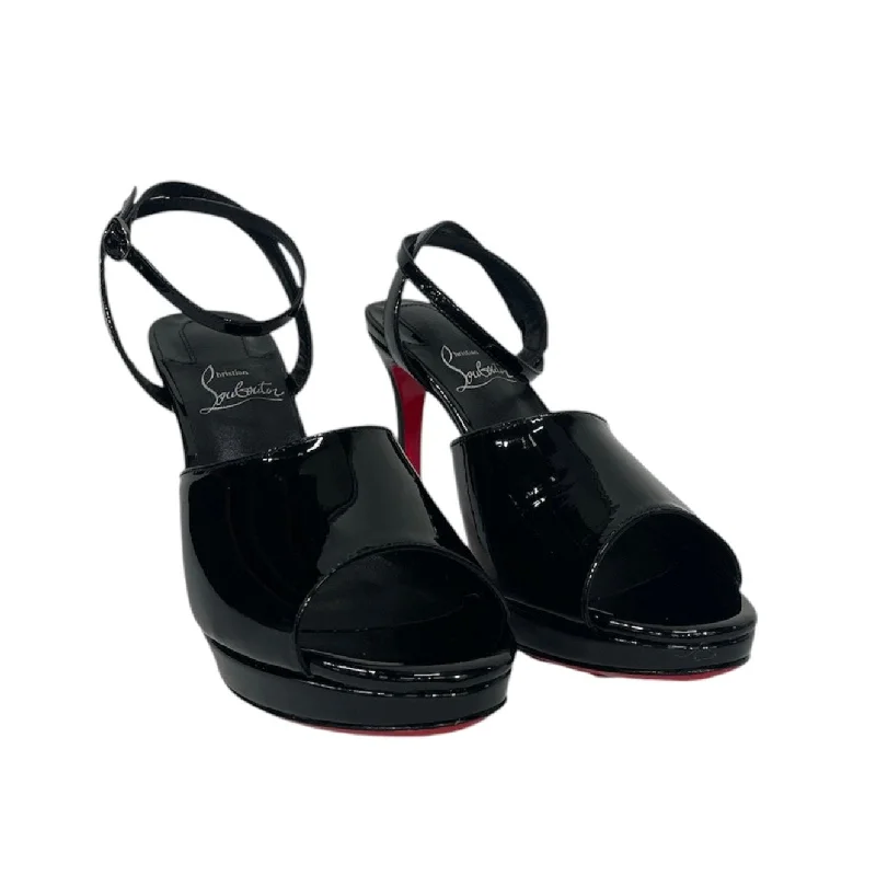 Stylish Ankle Strap Heels for Women--Christian Louboutin/Heels/EU 39/Leather/BLK/Ankle Strap/