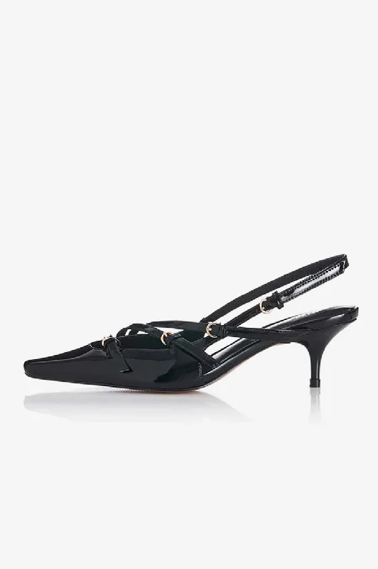 Stiletto Heel Pumps with Perfect Fit--Alias Mae Iris Heel - Black Patent-Fashionable & Classic