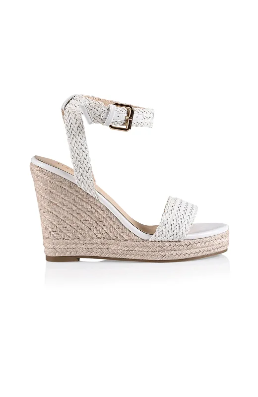 Versatile Heeled Sandals for Any Occasion---Amalie Rope Wedge White Weave