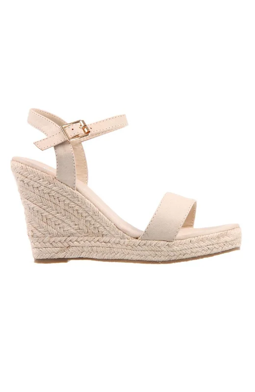 Versatile Heeled Sandals for Any Occasion---Amaya Wedge Nude Softee