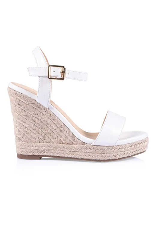 Versatile Heeled Sandals for Any Occasion---Amaya Wedge White Softee