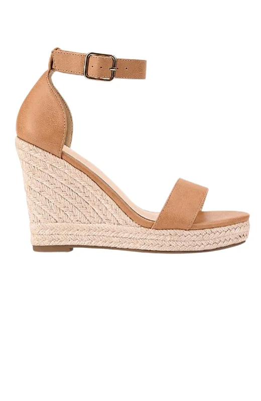 Versatile Heeled Sandals for Any Occasion---Amena Rope Wedge Caramel