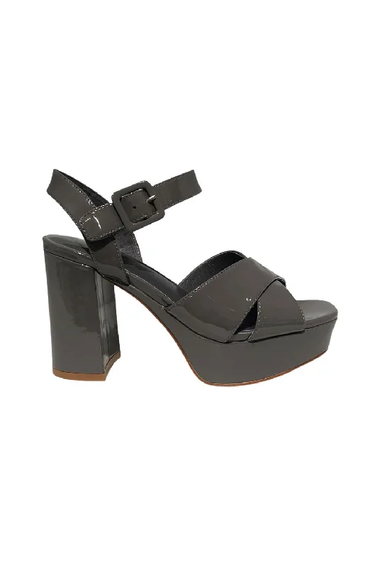 Stiletto Heel Pumps with Perfect Fit--Jeffrey Campbell Amma-NW In Grey Patent-Fashionable & Classic