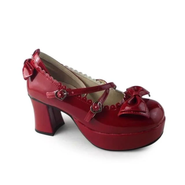 shining wine red 7.5cm heel 3cm platform