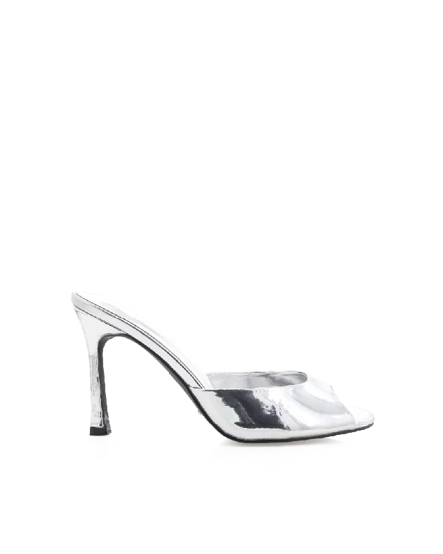 ARNI - SILVER CHROME---Fashionable Kitten Heels for Date Night