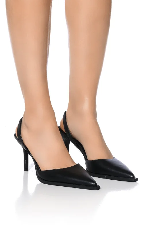 Versatile Dress Heels for Formal and Casual Wear---AZALEA WANG MAC BLACK PU PUMP