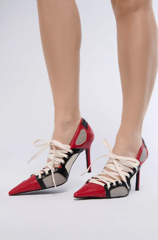 Versatile Dress Heels for Formal and Casual Wear---AZALEA WANG FIRST STRING SPORTY PUMP IN RED