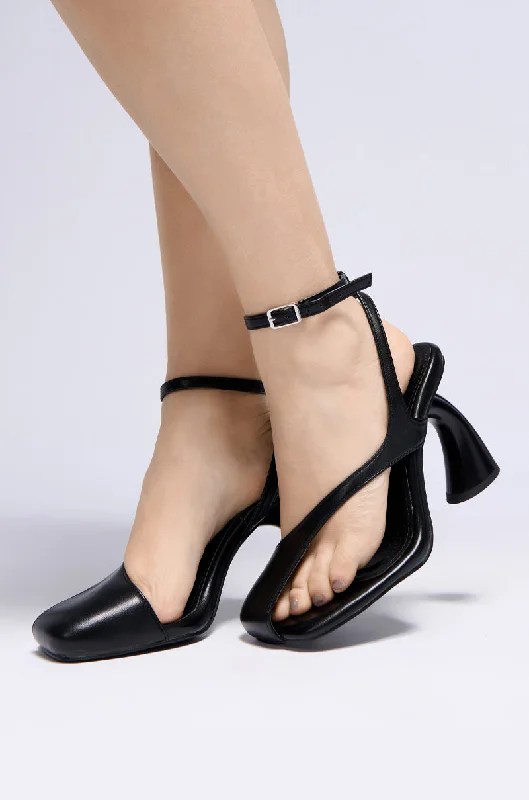 Versatile Dress Heels for Formal and Casual Wear---AZALEA WANG BUICK BLACK PEEPING TOE PUMP