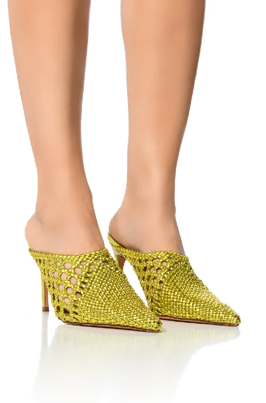 Versatile Dress Heels for Formal and Casual Wear---AZALEA WANG MAYLAH GOLD WOVEN DETAIL PUMP