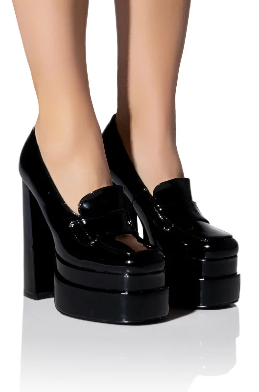 Sleek and Shiny Patent Pump Heels for a Polished Look--AZALEA WANG NICKI PATENT PUMP IN BLACK