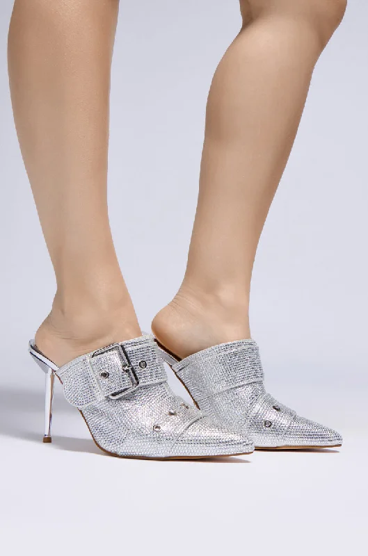 Affordable Rhinestone Pumps for a Dazzling Look---AZALEA WANG SAYGE SILVER RHINESTONE PUMP