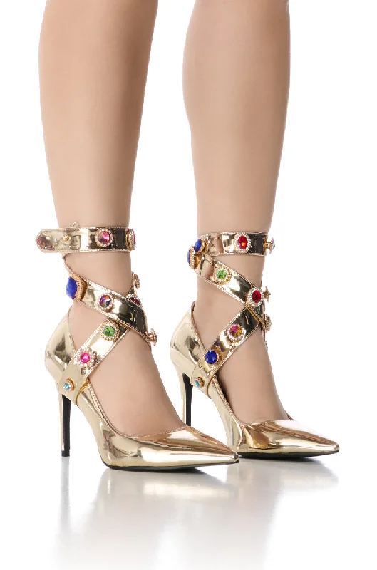 AZALEA WANG SOYOKAZE GOLD EMBELLISHED PUMP---Chic Embellished Pumps for a Glamorous Look