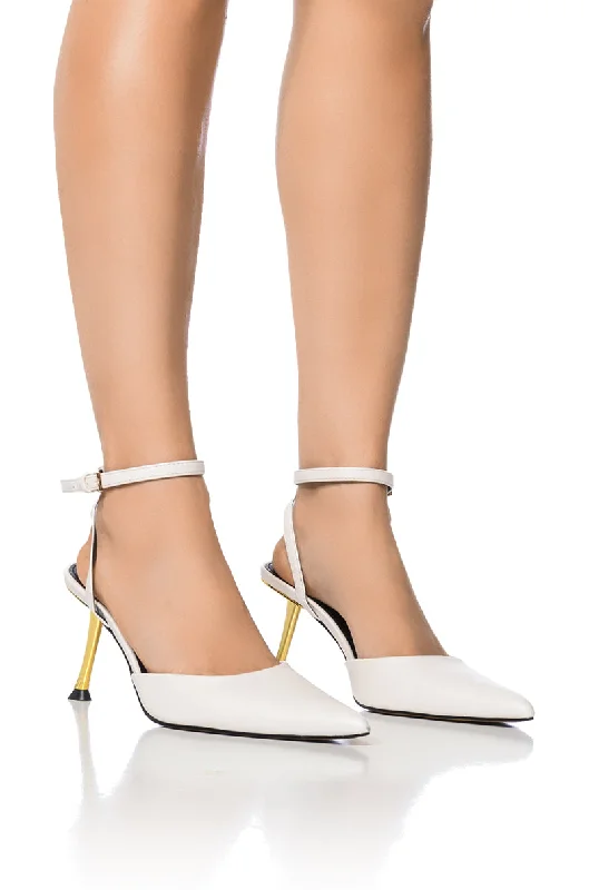 Versatile Dress Heels for Formal and Casual Wear---AZALEA WANG ZELLA ANGLED HEEL PUMP IN WHITE