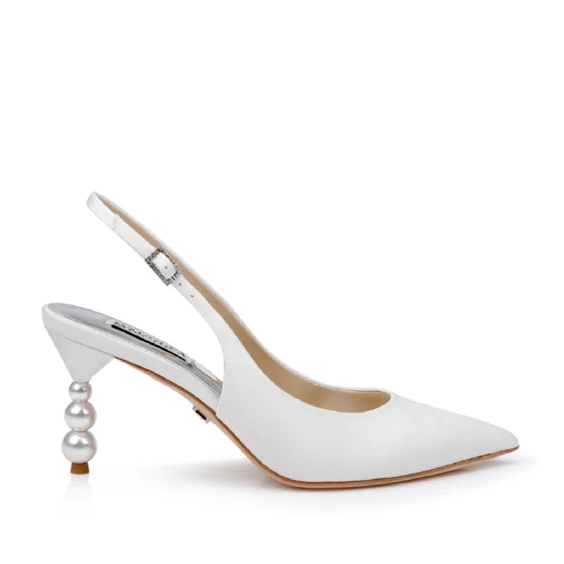 Badgley Mischka Women's Beatrix in White---Fashionable Kitten Heels for Date Night