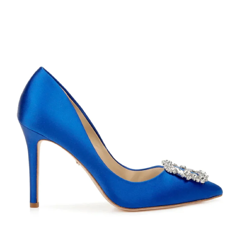 Badgley Mischka Women's Cher in Dark Blue---Fashionable Kitten Heels for Date Night