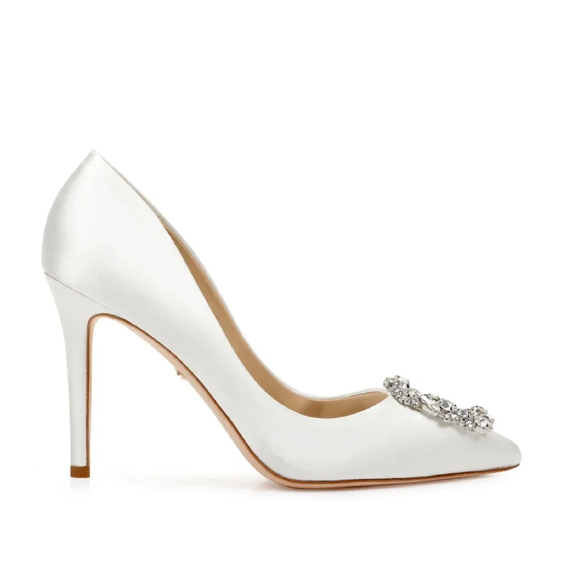 Badgley Mischka Women's Cher in White---Fashionable Kitten Heels for Date Night