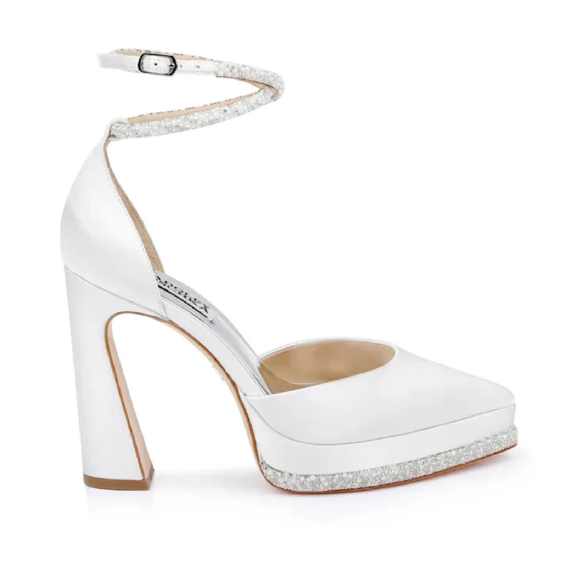 Badgley Mischka Women's Eliana in White---Fashionable Kitten Heels for Date Night