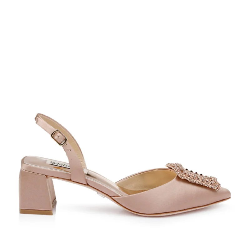 Badgley Mischka Women's Emmie in Nude---Fashionable Kitten Heels for Date Night