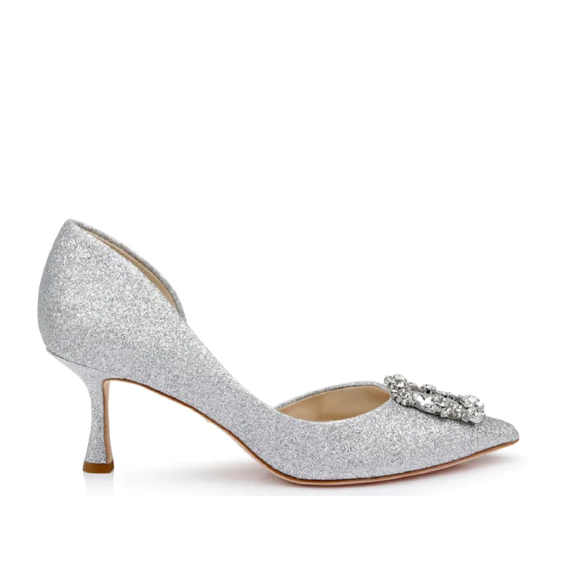 Badgley Mischka Women's Fabia II in Silver---Fashionable Kitten Heels for Date Night