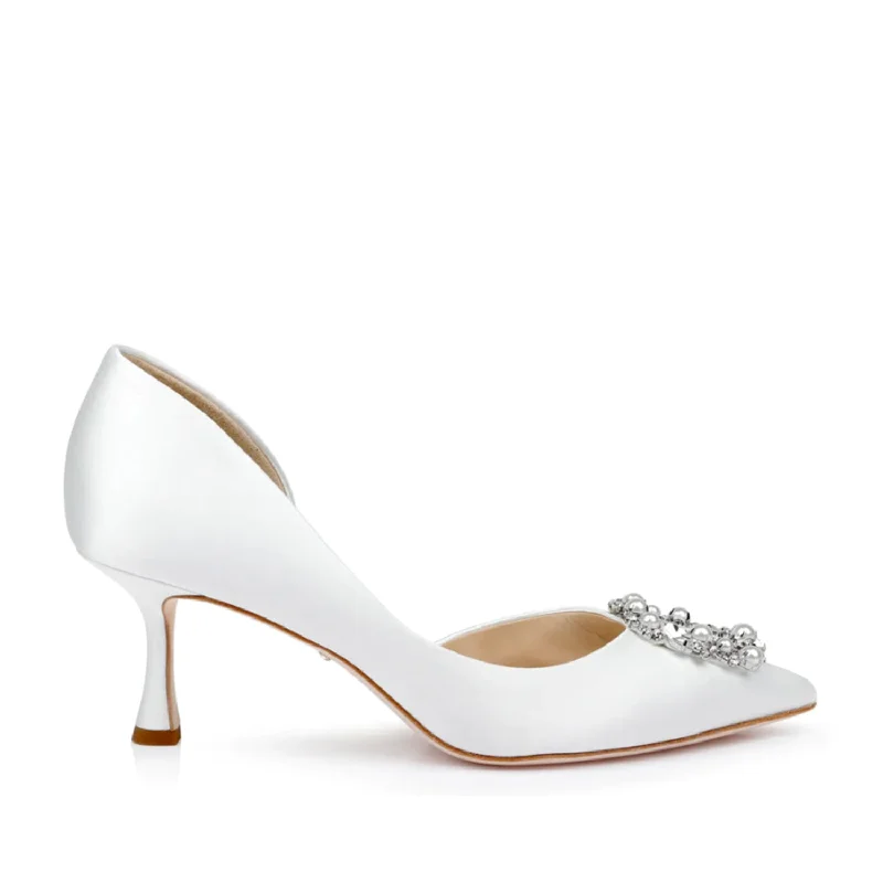 Badgley Mischka Women's Fabia in White---Fashionable Kitten Heels for Date Night