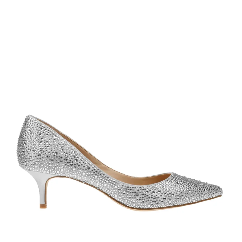 Badgley Mischka Women's Frenchie in Silver---Fashionable Kitten Heels for Date Night