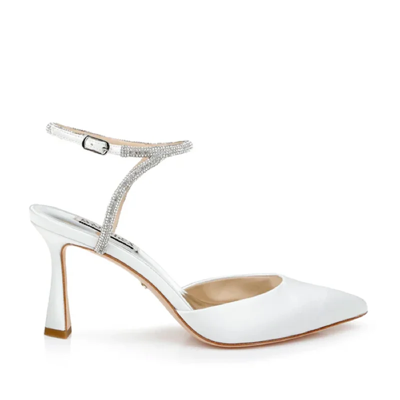 Badgley Mischka Women's Kamilah in White---Fashionable Kitten Heels for Date Night