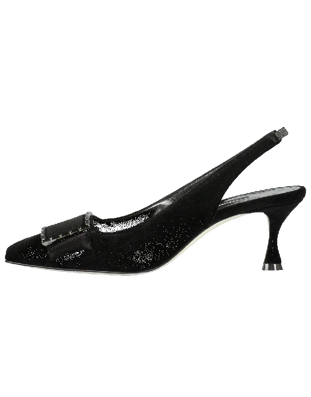 Versatile Heeled Sandals for Any Occasion---Black Dolores Buckle Slingback