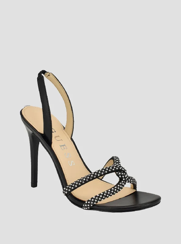 Black Meomis Strappy Stiletto Heels---Affordable Strappy Platform Heels with Premium Quality