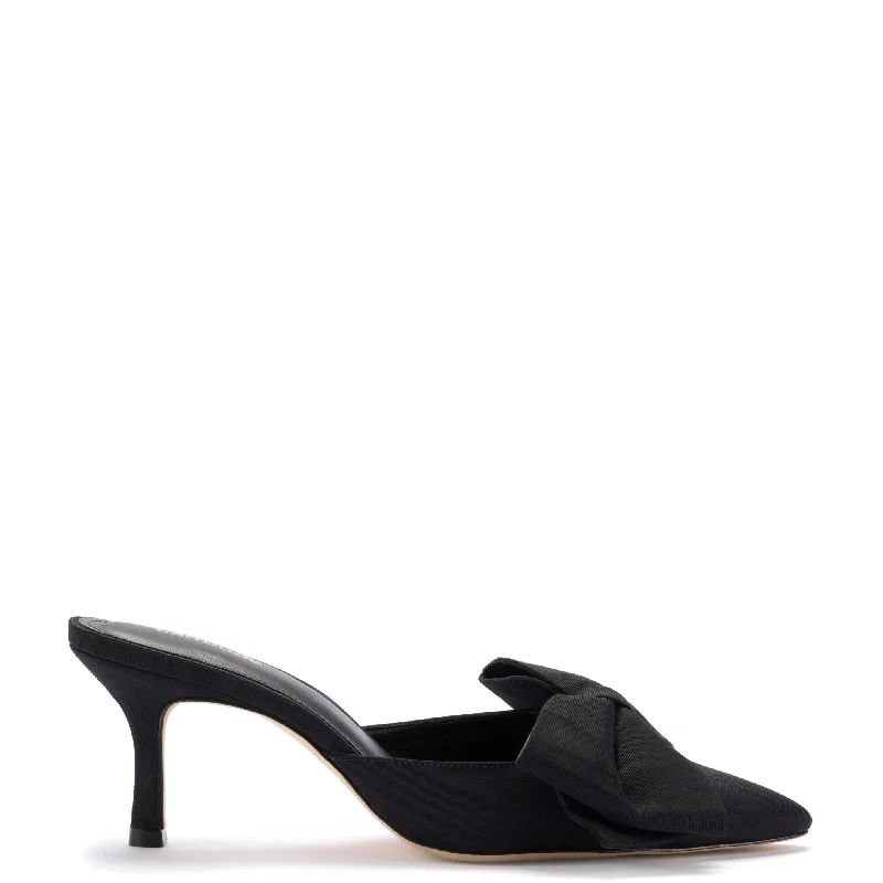 Versatile Heeled Sandals for Any Occasion---Mini Elle Pump In Black Fabric