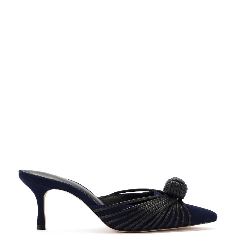 Affordable Suede Ankle Pumps for All-Day Wear--Mini Valerie Pump In Navy Suede and Black Leather