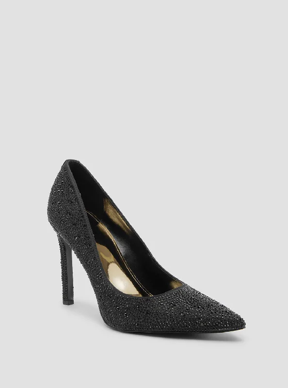 Black Seannie Embellished Pumps---Chic Embellished Pumps for a Glamorous Look