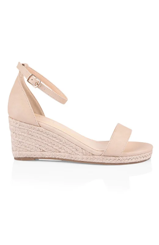 Versatile Heeled Sandals for Any Occasion---Bobbie Espadrille Low Wedge Nude Softee