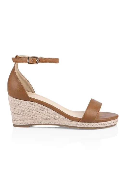 Versatile Heeled Sandals for Any Occasion---Bobbie Espadrille Low Wedge Tan Softee