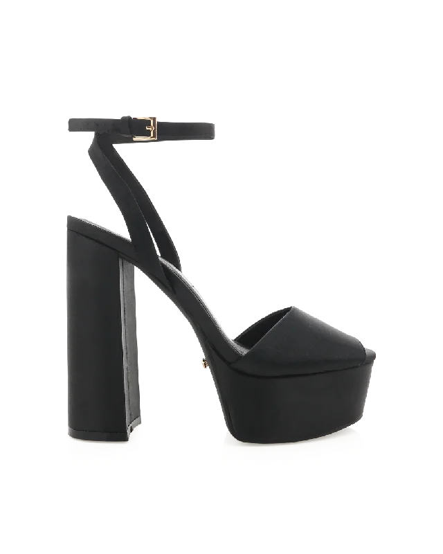 BRENNA - BLACK SATINAffordable Satin Heels with a Luxe Touch