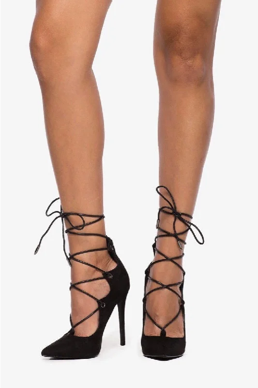 Stylish Lace Pumps for a Chic Look--Brisa, Pointy heels with lace up