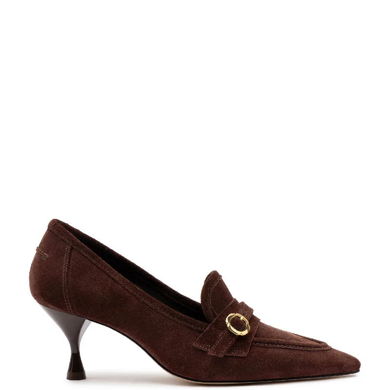 Affordable Suede Ankle Pumps for All-Day Wear--Susan Pump In Brown Suede