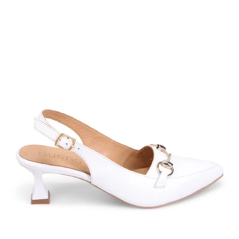 Bueno Women's Valarie in White---Fashionable Kitten Heels for Date Night