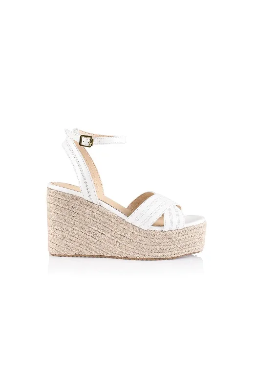 Versatile Heeled Sandals for Any Occasion---Callie Espadrille Wedges White Softee