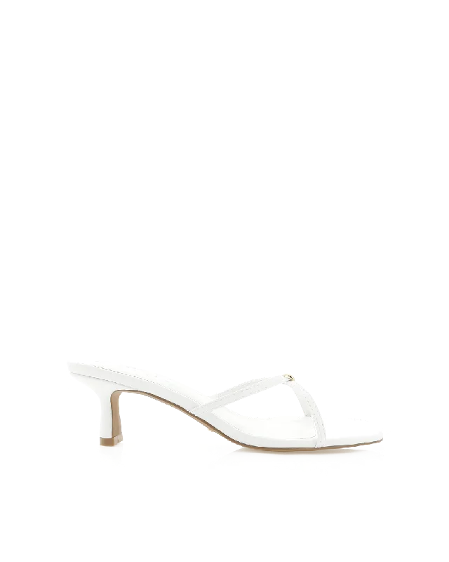 CAMIA - WHITE---Fashionable Kitten Heels for Date Night